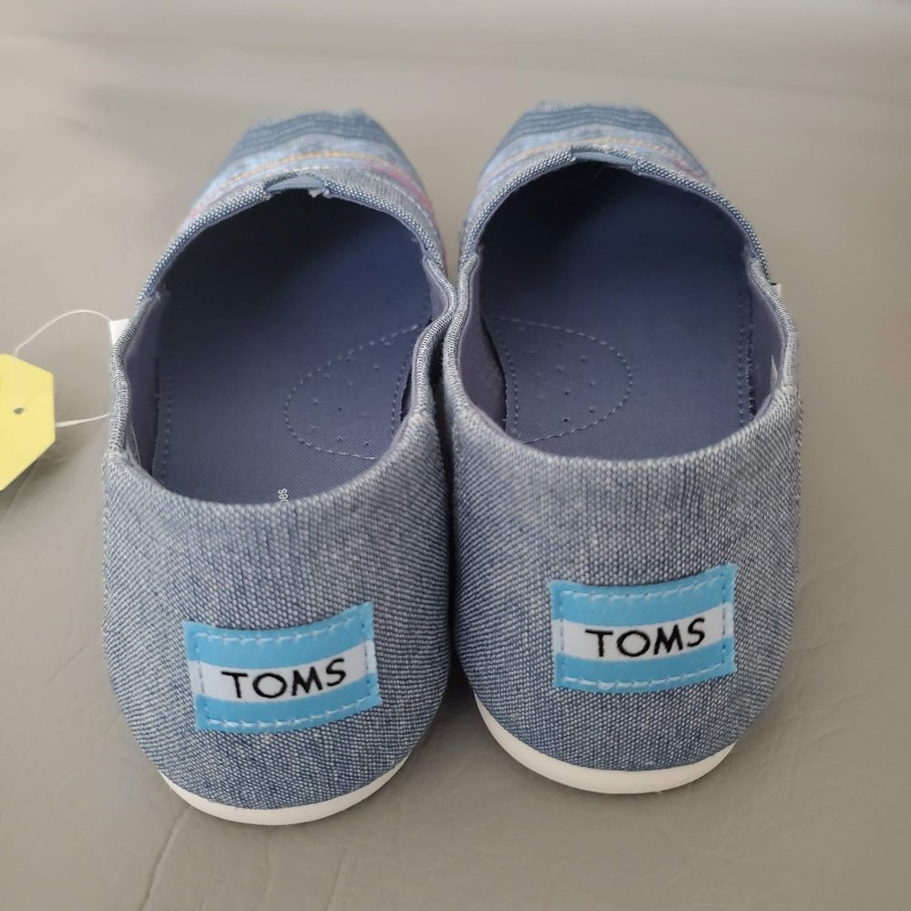 NEW TOMS Demin Embroidery Espadrille Flats shoes - Picture 2 of 7